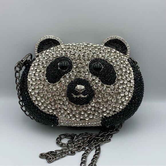 Charles Dary Black and White Panda Crossbody Bag with Beaded Design - Picture 9 of 12